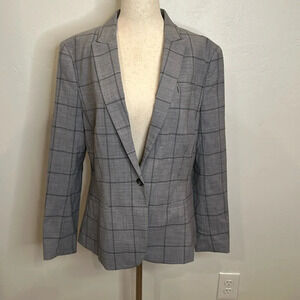 BANANA REPUBLIC LIGHTWEIGHT WOOL BLAZER LIGHT GREY PLAID LINED NEW WITH TAGS